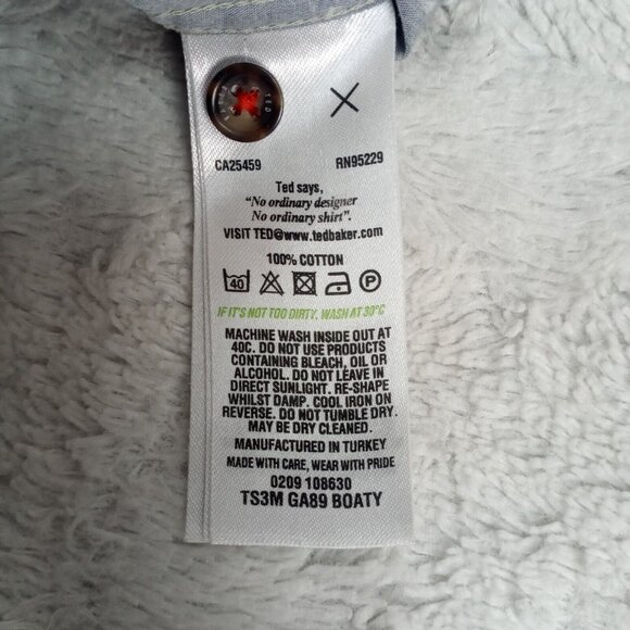 Ted Baker London Men's Mini Boat Embroidered Shirt Size 4 Navy Blue Short Sleeve - Picture 4 of 9